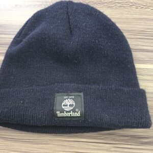 Timberland Black Knit Cuffed Beanie with Logo Patch